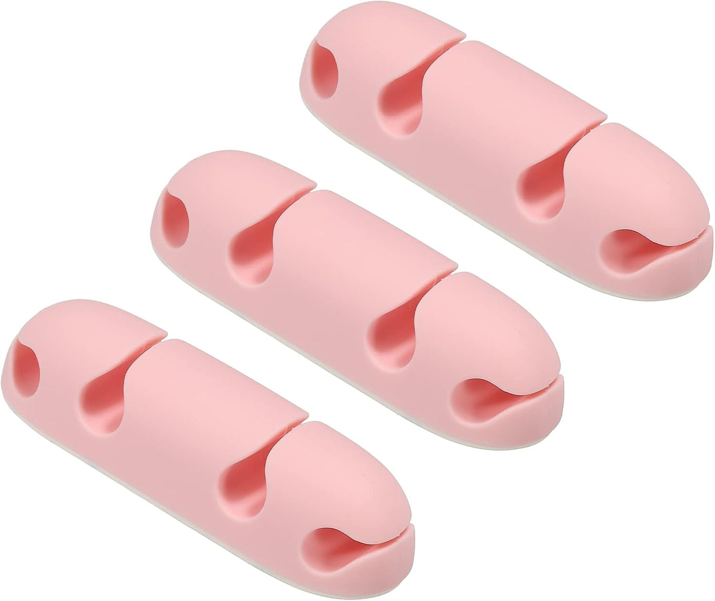 MECCANIXITY 3pcs Cable Clips Cord Organizer for Desk, 4 Slots Silicone Adhesive Cord Holders Organizer Cable Management for USB Charging Cable, Purple