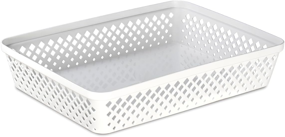 Glad Plastic Storage Basket Set - Multipurpose Drawer Trays, Kitchen Pantry Containers, and Bathroom Bins - 6 Pack Medium Organizers, Grey