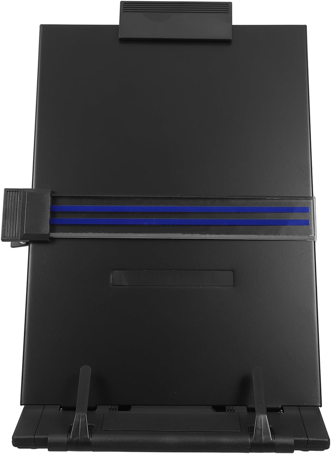Adjustable Black Paper Stand and Copy Stand Holder for Desk Reading and Document Display, Retractable Recipe Book Holder for Office and Typing Use