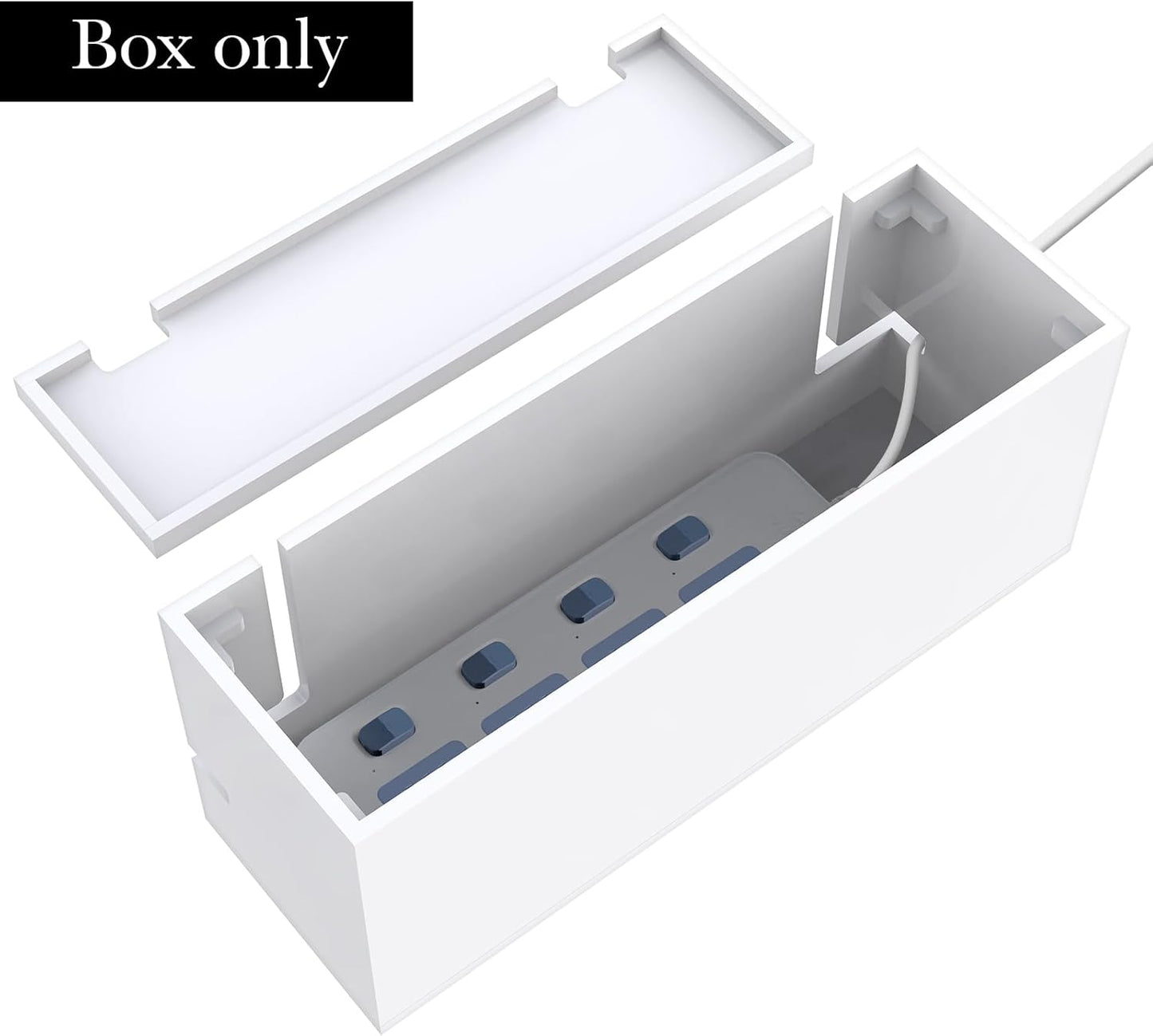 Linkidea Bathroom Electric Toothbrush Cable Box, Vanity Hide Cord Organizer, Charger and Power Strip Storage Case, Keep Countertop & Outlet Clean (White)