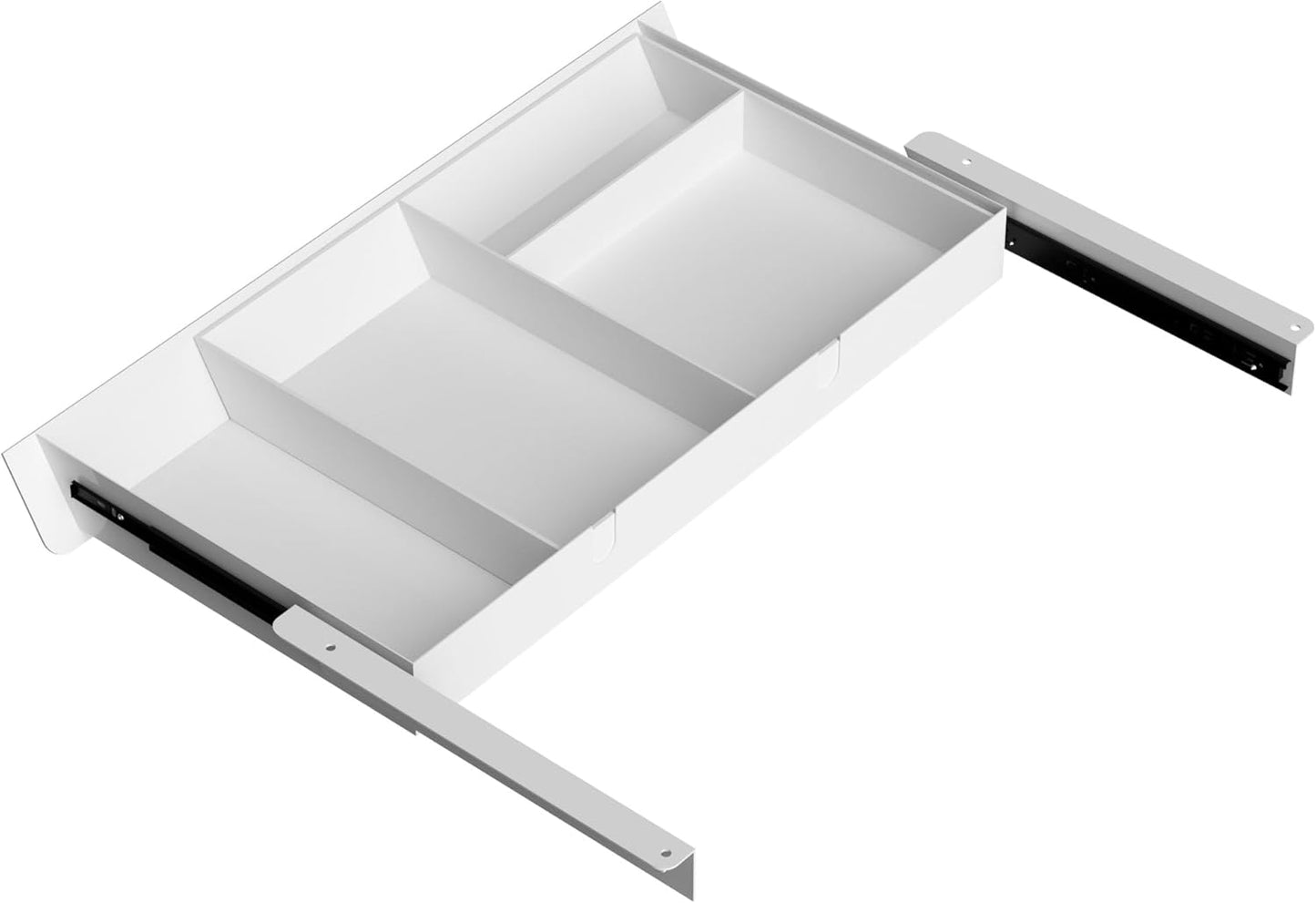 Under Desk Mounted Sliding Drawer with 60 Degree Tilt Panel to Pull Out, 15'' Long & 9'' deep Large Storage Organizer for Sit Stand Workstation