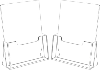 HIIMIEI Brochure Holder 8.5 x 11 inches, Acrylic Flyer Holder with 2 Pack, Plastic Stands for Displaying Magazines, Pamphlets, Literature, Brochures, Booklets, Menu