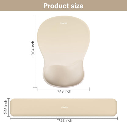 MOSISO Wrist Rest Support for Mouse Pad&Keyboard Set, Ergonomic Mousepad with Concave Curved Memory Foam, Non-Slip Base Pain Relief Comfortable Rectangular Easy Typing Pad for Home/Office, Brown