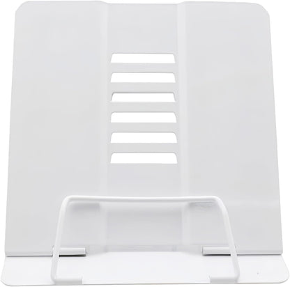 Azheeujy Metal Book Stand Folding Reading Book Holder with 6 Adjustable Angles and Paper Page Clip,Sturdy Desktop Book Holder for Cookbook,Magazine,Textbooks,Document,Music Book,Laptop,Tablet (Black)