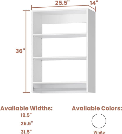 4-Drawer Stackable Storage Organizer Unit for Closet, Modular Wood Closet Storage Bins with Drawers, Closet She-lf Organizer Basket for Hanging Clothes, Wood, 25.5"W