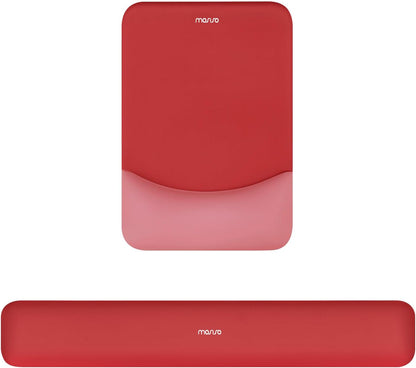 MOSISO Wrist Rest Support for Mouse Pad&Keyboard Set, Rectangular Ergonomic Mousepad Non-Slip Base Home/Office Pain Relief&Easy Typing Pad with Neoprene Cloth&Raised Silicone Lining, Green