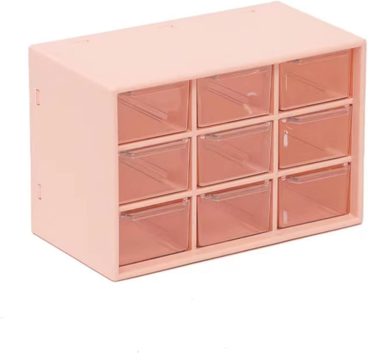 Feadily 4PCS Small Drawer Organizer for Desk, Desktop Drawer Organizer with 9 Clear Drawers, Plastic Desktop Storage Drawers 7.1 Inch x 3 .9 Inch x 4.7 Inch, White