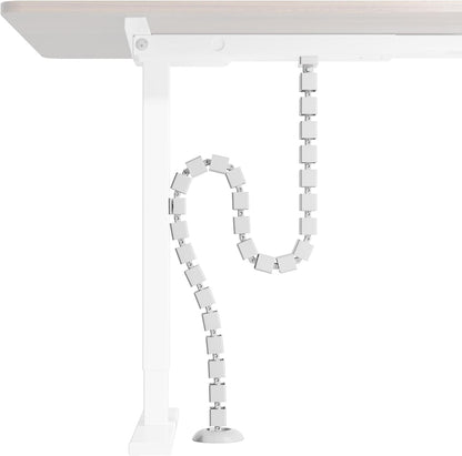 PEGZONE Under Desk Cable Management Spine – Flexible Cable Snake Organizer for Standing Desk, Tool-Free Magnetic Vertebrae Wire Management for 0.4"-2" Table, White