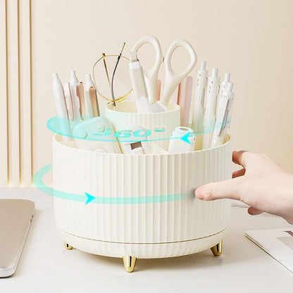 Gawsey Gold Desk Organizers and Accessories Set with 360-Degree Rotating Pen Holder, Acrylic Stapler, Tape Holder, Staple Remover, Binder/Paper Clips Kit, Scissor and 1 Box of Staples