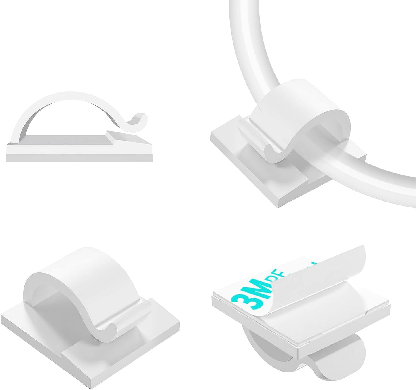 LinkDocs 30 Pieces Adhesive Cable Clips Wire Clips Cable Wire Management Wire Cable Holder Clamps Cable Tie Holder for Car, Office and Home