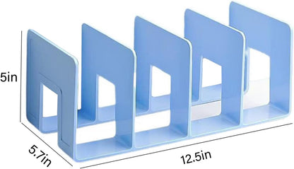 2PCS Acrylic File Organizer for Desk, Desktop Document/Mail Organizer, 4 Compartments Plastics Invisible Bookshelf Floating (12.5" x 5.7" x 5", Black)