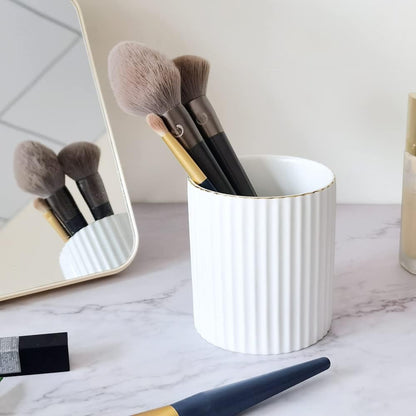 CROWNOS Pen Holder for Desk, Ceramic Pencil Cup Office Desk Organizer, Makeup Brush Holder, White