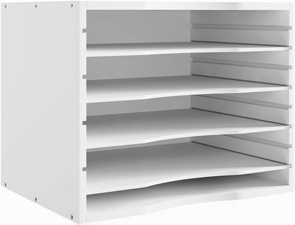Bamjoy Bamboo 5 Tier Desktop Organizer, Paper Organizer Mail Sorter, File Holder Letter Document Storage with Adjustable Shelves for School Home Office, Natural