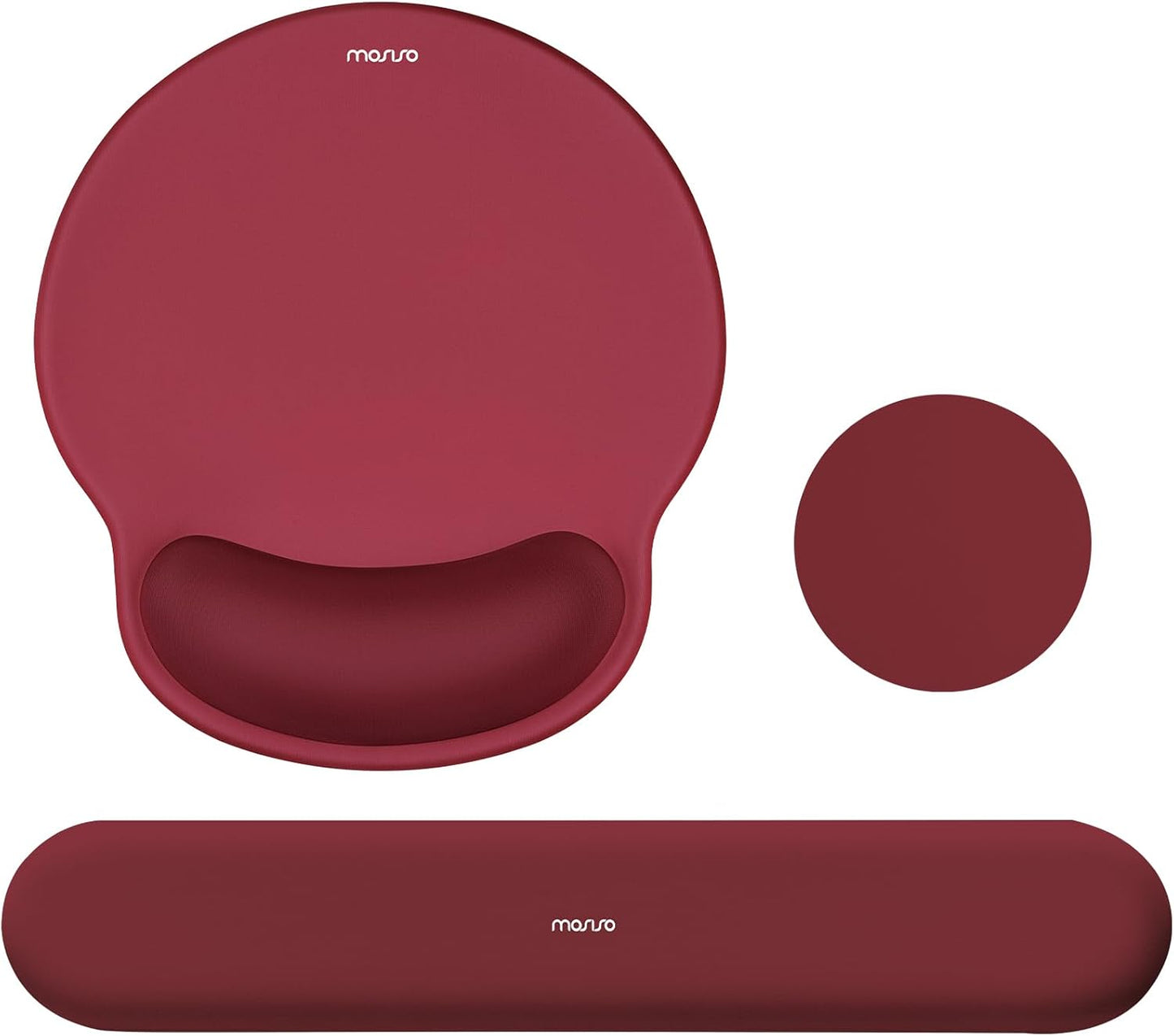 MOSISO Wrist Rest Support for Mouse Pad&Keyboard Set, Circle Curved Ergonomic Mousepad&Coaster Non-Slip Base Home/Office Pain Relief&Easy Typing Pad with Soft Cloth&Silicone Lining, Antique Green