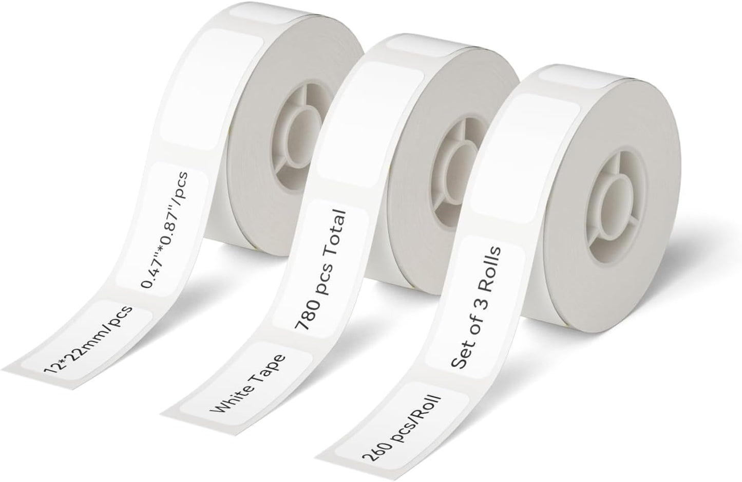 NIIMBOT D11 Label Tape D110 Label Maker Papers 3Rolls Cable Labels, Self-Adhesive Labeling Tape 0.47" X 4.29" (12 X 109mm) Cable Label Refills for Home Office Circuit Box, 195 Labels/3Rolls, White