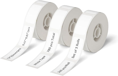 NIIMBOT D11 Label Tape D110 Label Maker Papers 3Rolls Cable Labels, Self-Adhesive Labeling Tape 0.47" X 4.29" (12 X 109mm) Cable Label Refills for Home Office Circuit Box, 195 Labels/3Rolls, White