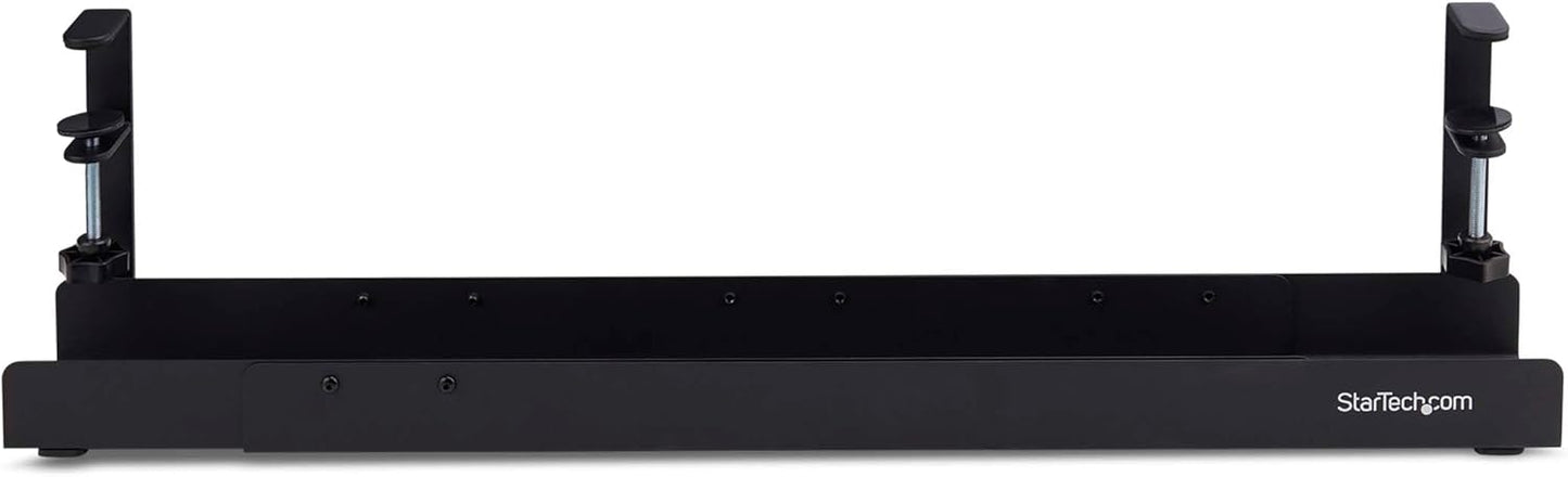 StarTech.com Under Desk Cable Management Tray - Office/Standing Desk Cable Tray Organizer - Desk/Table Mount Holder for Cords/Wire/Power Strip - Computer Cable Manager - 23-1/2"L x 4-1/2"D (UDCMTRAY)