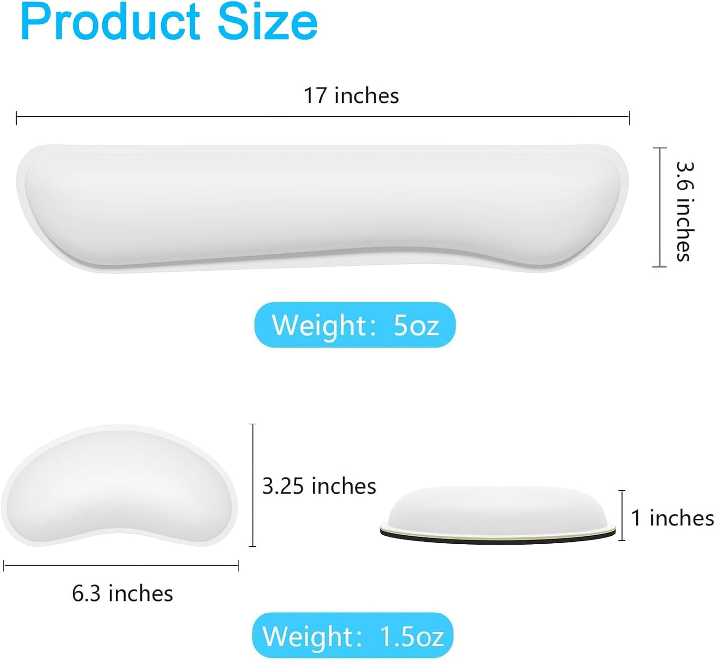 Dapesuom Keyboard Wrist Rest Set, Cute PU Leather Wrist Cushion for Computer Keyboard and Mousepad, Memory Foam Mouse Pad Rests Support with Non-Slip Base for Typing Pain Relief Laptop, Colonial White