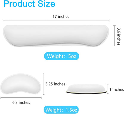 Dapesuom Keyboard Wrist Rest Set, Cute PU Leather Wrist Cushion for Computer Keyboard and Mousepad, Memory Foam Mouse Pad Rests Support with Non-Slip Base for Typing Pain Relief Laptop, Colonial White