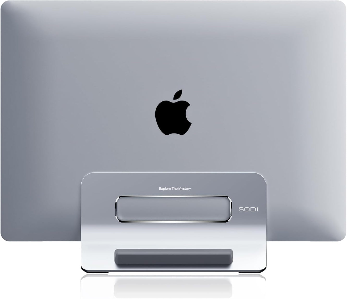 SODI Vertical Laptop Stand for Desk, Gravity Auto Lock MacBook Stand, Aluminum Laptop Holder Vertical Compatible with MacBook Pro, Air, Tablet, Space-Saving Organize Work & Home Office, Gray