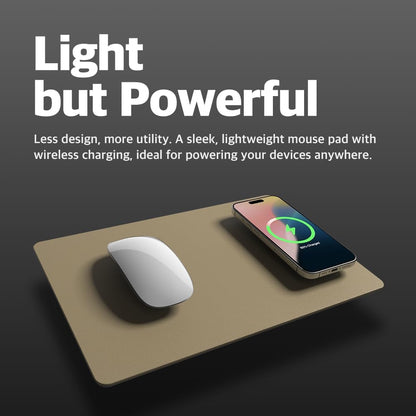 POUT H3 Wireless Charging Mouse Pad – Qi-Enabled Fast Charger Built into Sleek Desk Mat, Compatible with Phones, Earbuds & More(Dust Gray)