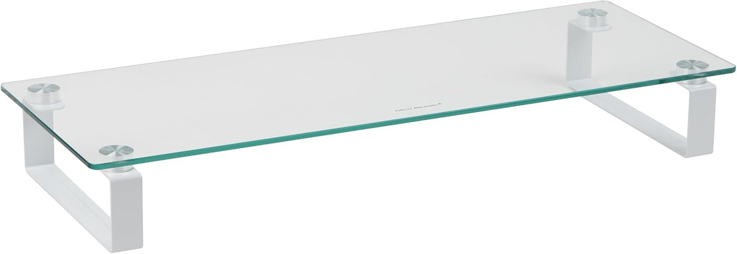 Mind Reader Monitor Stand, Contemporary, Desktop Organizer, Laptop Riser, Office, Glass, Clear