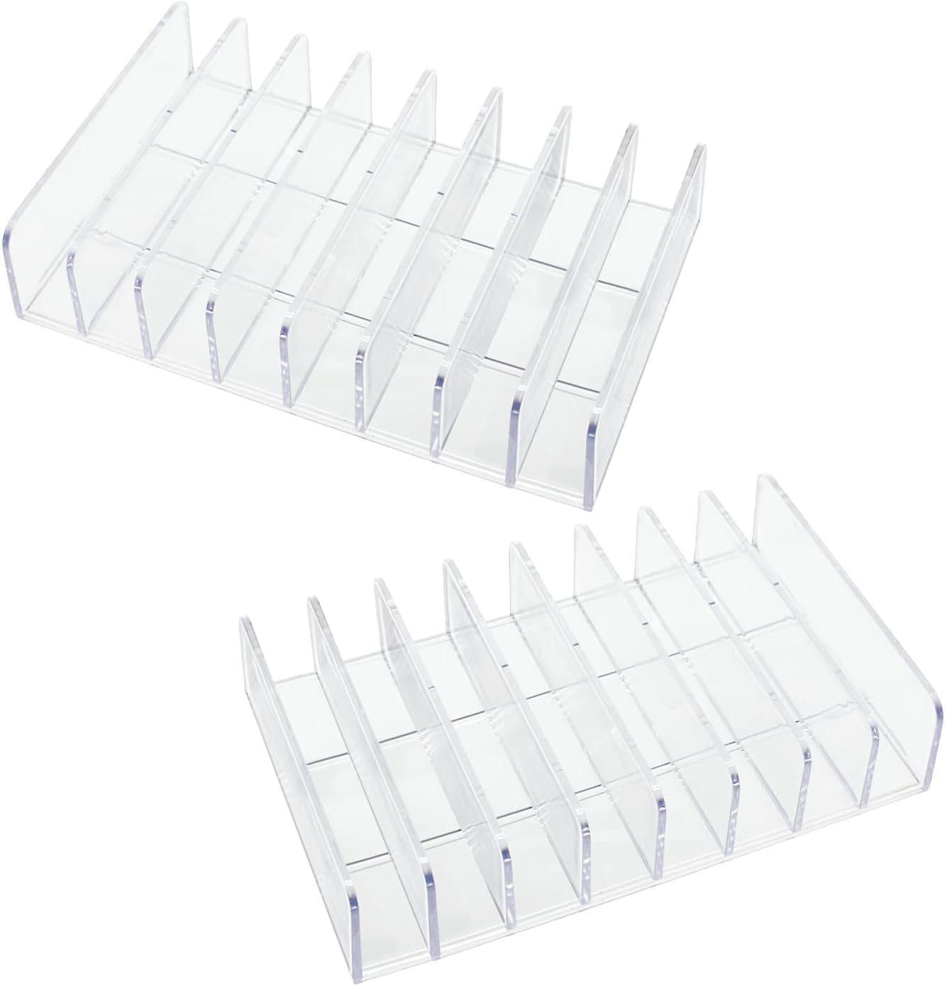 Acrylic Mail Holder 2 Pack, 7 Slots Clear Desk Organizer for Sorting Mail, Clear Bill Money Organizer for Envelope, Card and Makeup, Cash Tray for Cash Stuffing, Use in Home and Office
