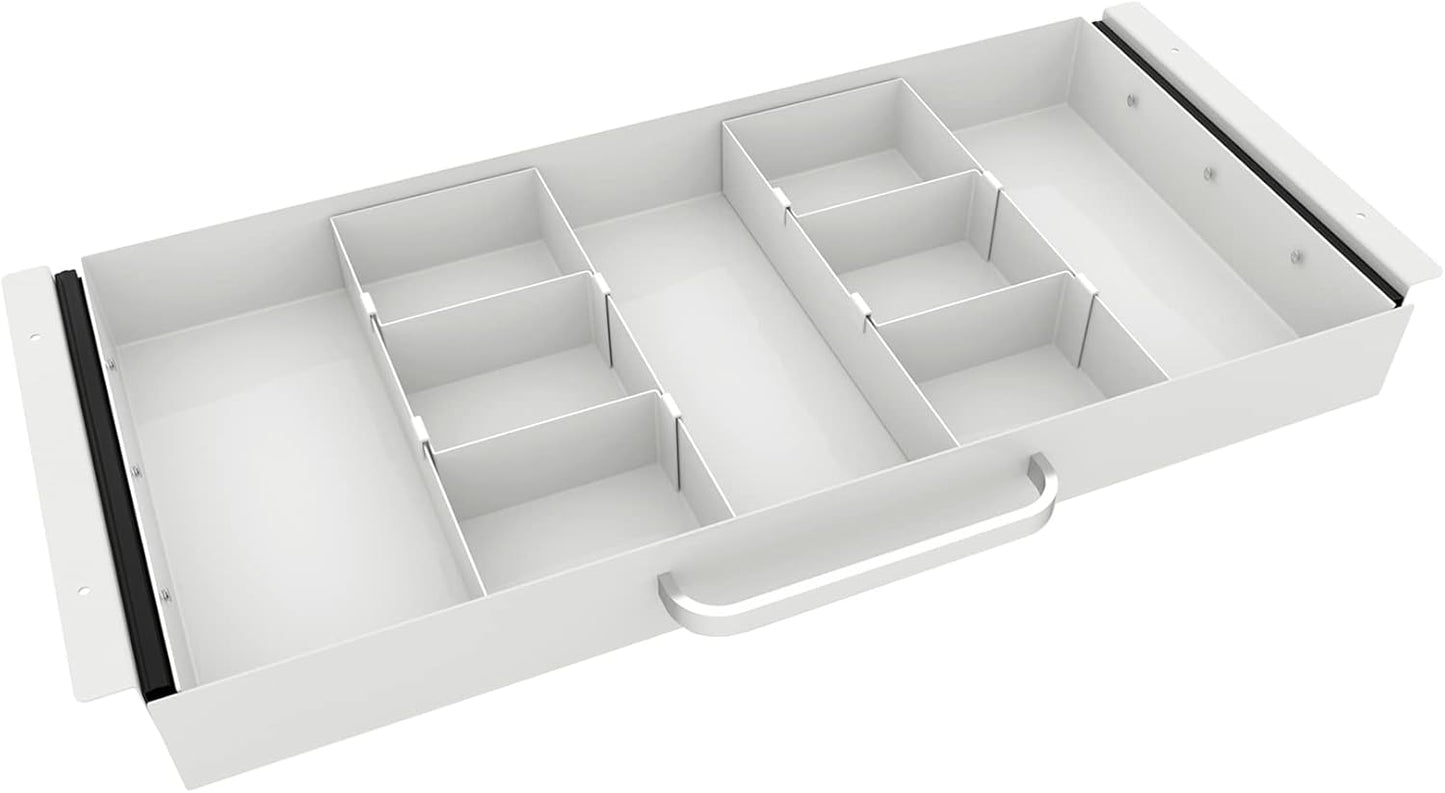 GOME Under Desk Slide out Pencil Drawer with Space Divider Design for Storing Pencil and Office Accessories, Underdesk Pull out Tray Organizer Mounted for Sit Stand Workstation