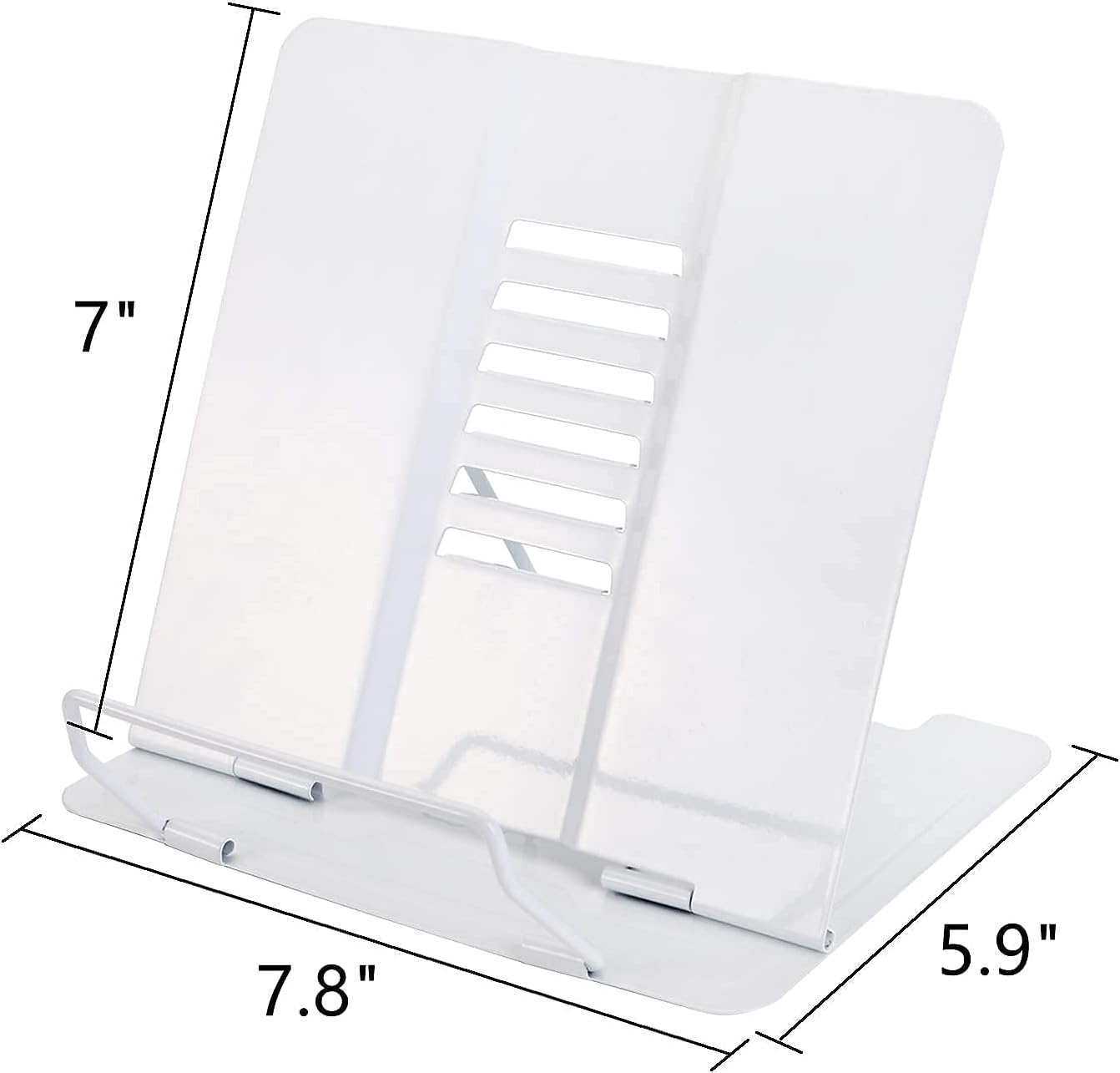 Dicunoy Set of 2 Metal Desk Book Stand, Adjustable Reading Rest Book Holder, Sturdy Bookstands for Recipes, Textbooks, Tablet, Music Books, Cookbook, Recipe, iPad, Magazine, Menu