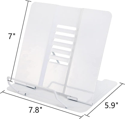 Dicunoy Set of 2 Metal Desk Book Stand, Adjustable Reading Rest Book Holder, Sturdy Bookstands for Recipes, Textbooks, Tablet, Music Books, Cookbook, Recipe, iPad, Magazine, Menu
