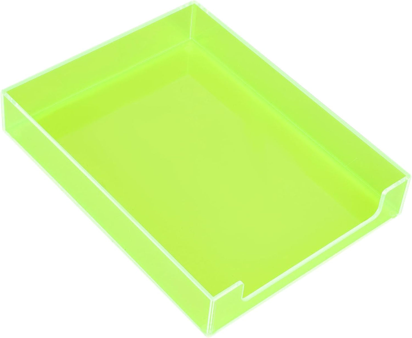 Paper Tray Acrylic File Organizer for Desk Letter Tray Desk Organizer Document Holder Sorter Storage for A4 Office Supplies Magazines, 13.8x10.6x2.4 Inches, Neon Pink