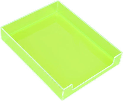 Paper Tray Acrylic File Organizer for Desk Letter Tray Desk Organizer Document Holder Sorter Storage for A4 Office Supplies Magazines, 13.8x10.6x2.4 Inches, Neon Pink