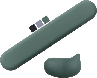 Wrist Rest for Keyboard and Mouse Pad, Ergonomic Memory Foam Keyboard Wrist Rest Set, Luxe Leather, Non-Slip Desk Accessories for Office and Home (Green)