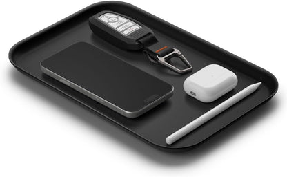 Spigen Modern Valet Tray Premium PU Storage Stylish Organizer Designed for Entryway Bedside Nightstand Desk for Key, Wallet, Watch, Phone, Jewelry, and Everyday Carry Accessories - Black (Sectional)