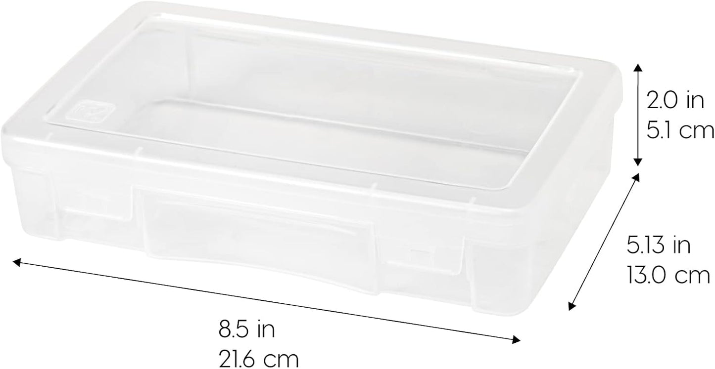 IRIS USA Pencil Case Boxes, 10-Pack, |Made in USA|, Plastic Bead Organizing Containers with Snap Lid for Arts, Crafts, Ephemera, Stickers, & Dance Cheer, Clear - Small