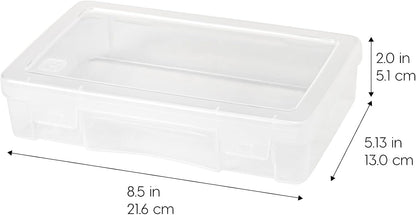 IRIS USA Pencil Case Boxes, 10-Pack, |Made in USA|, Plastic Bead Organizing Containers with Snap Lid for Arts, Crafts, Ephemera, Stickers, & Dance Cheer, Clear - Small