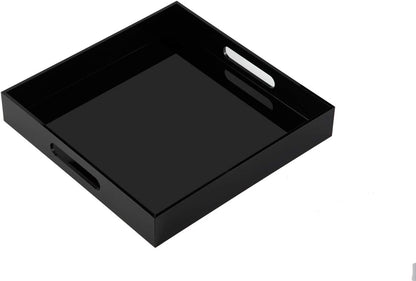 KEVLANG Clear Sturdy Acrylic Serving Tray with Handles-12x16Inch-Serving Coffee,Appetizer,Breakfast,Butler-Kitchen Countertop -Makeup Drawer Organizer-Vanity Table -Ottoman