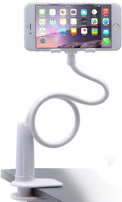 Cell Phone Holder, Universal Lazy Bracket Mobile Phone Stand, Flexible Gooseneck Long Arm Clip (White)