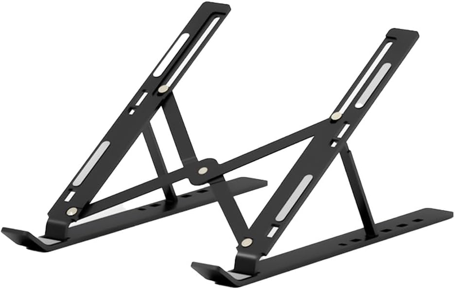 Adjustable Aluminum Alloy Laptop Stand for Desk, Portable Laptop Riser with 6-Level Height, Foldable Ergonomic Laptop Holder, for 10-15.6” Laptops and Tablets - Black