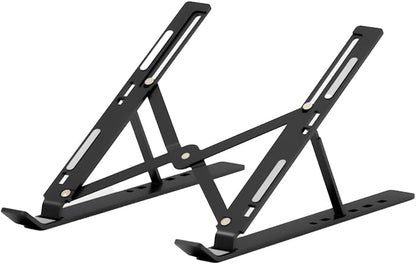 Adjustable Aluminum Alloy Laptop Stand for Desk, Portable Laptop Riser with 6-Level Height, Foldable Ergonomic Laptop Holder, for 10-15.6” Laptops and Tablets - Black