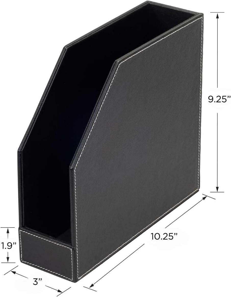 MobileVision Bamboo Vertical File Folder Holder & Office Product Organizer, Store Files, Magazines, Notepads, Books and more, 2 Pack Combo Set