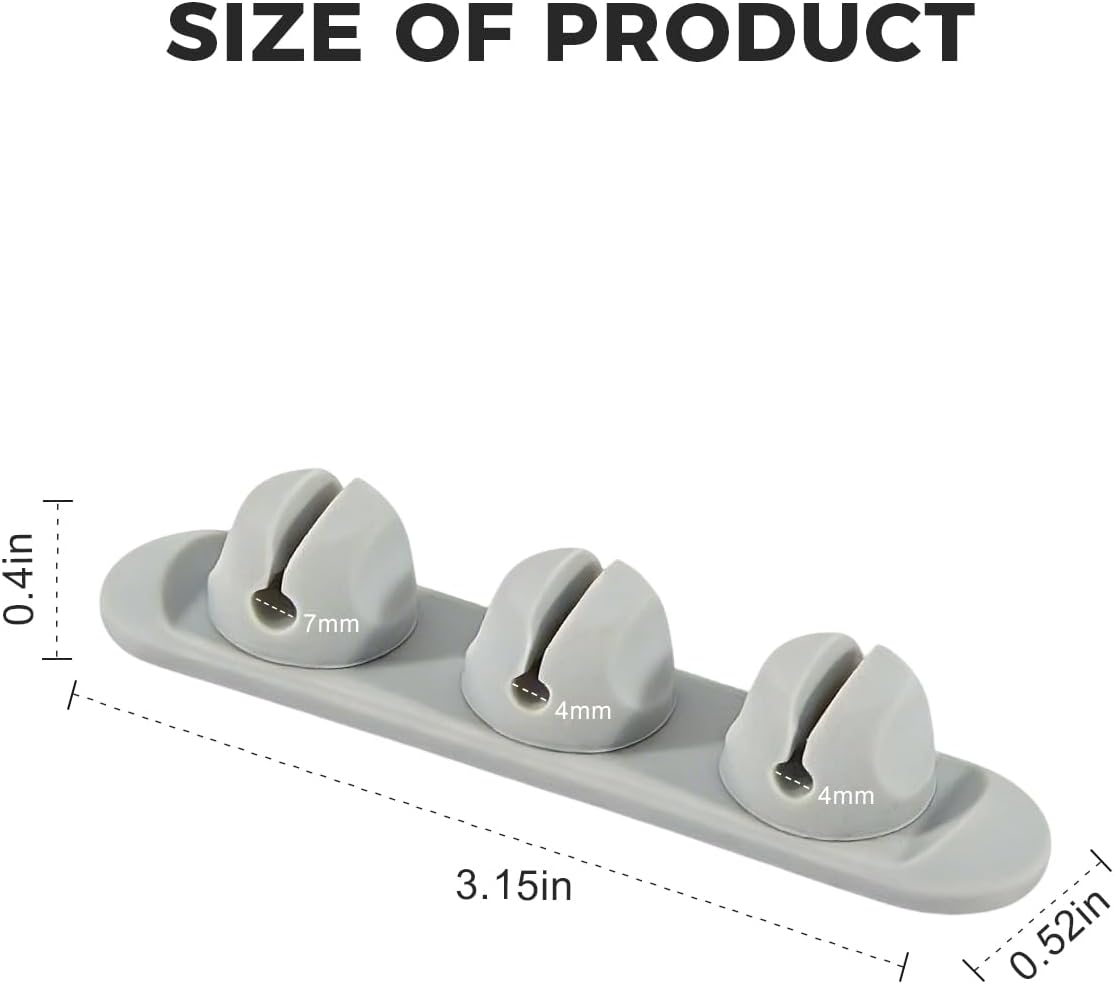 Magnetic Silicone Cable Clips with No-Residue Strong Adhesive – Desk, Under-Desk, Nightstand, Wall, Car, Office & Home Cord Organizer for Cable Management - Black