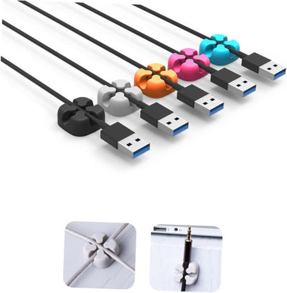 Homoyoyo 5pcs Silicone Cable Holder Clips Desktop Wire Organizer for Usb Charging Cables and Earphones Compact Grey Design