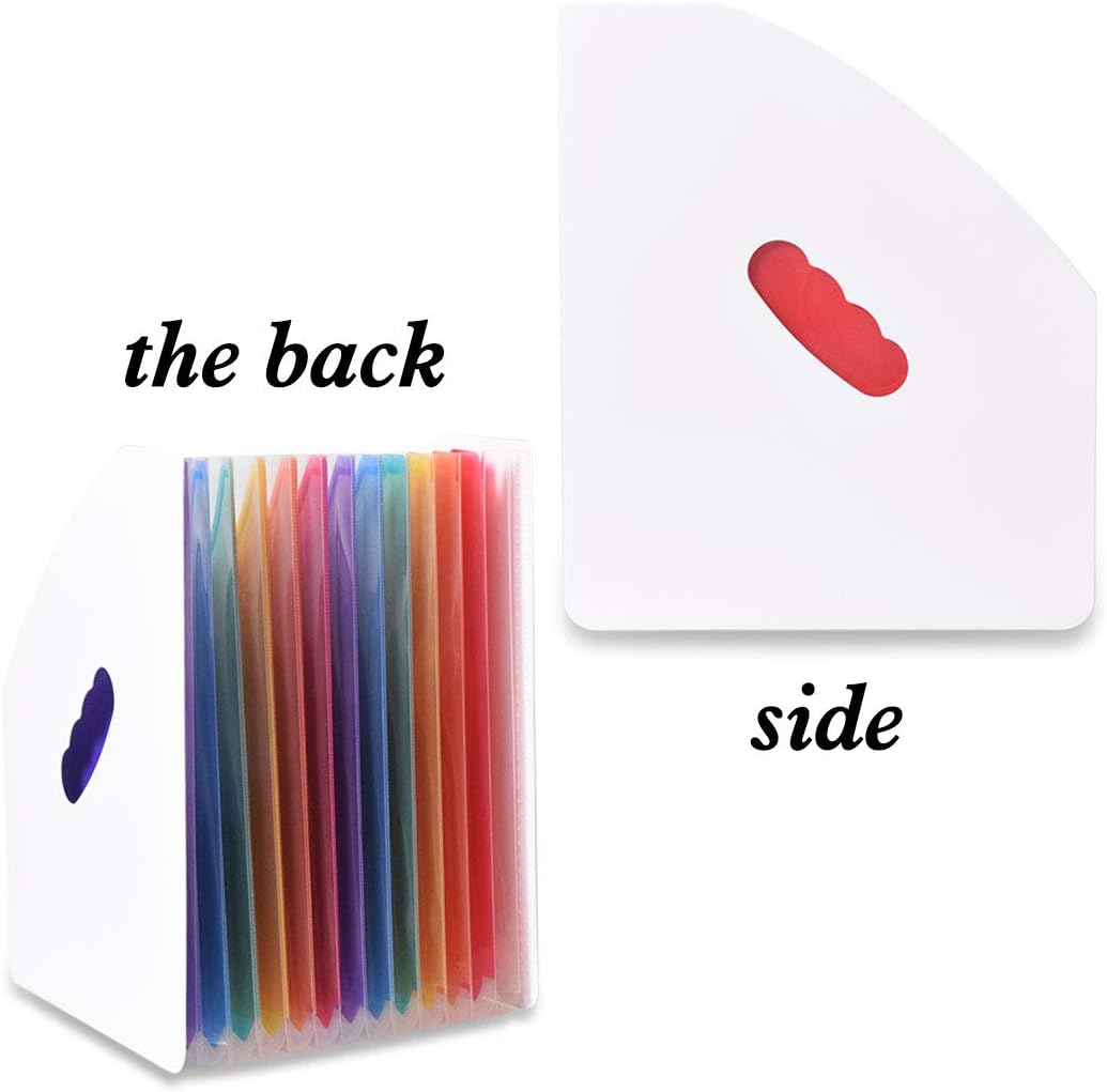 SAYEEC Rainbow Expanding File Holder Standing A4 Vertical Mini Book Organizer Magazine Basket Desktop 13 Pockets Files Folder with Handle for Students Examination Paper Bills Office Study