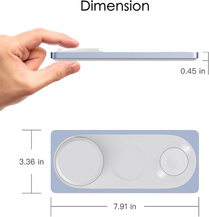 3-in-1 Charging Station for Apple Devices: Used for iPhone and Watch Charging Station with Magsafe Charger Stand, Wireless Charger for iPhone 17 Air 16 15 14 13 Series, Apple Watch Ultra, AirPods Pro