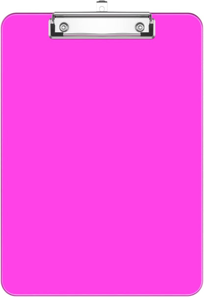 Rimilak 8.5 x 11 Plastic Clipboards Set of 2, Low Profile Metal Clip, Translucent Board, 12.5 x 9 in Letter Size, Office Supply, Back to School, Purple