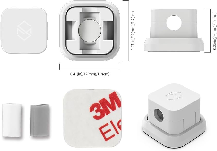 Sinjimoru Magnetic Cable Clips, Multipurpose Cable Management for Car and Office Supplies Self Adhesive Cable Organizer Clip. Magnetic Cable Holder 3pcs White