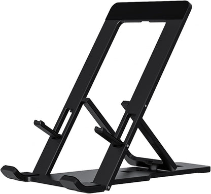 Cell Phone Stand, Fully Adjustable Foldable Desktop Phone Holder for Desk, Thick Case Friendly, Compatible with All Phones (A-Black)
