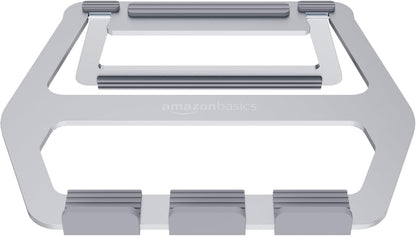Amazon Basics Aluminum Portable Foldable Height Adjustable Support Stand for Laptops up to 13", Silver