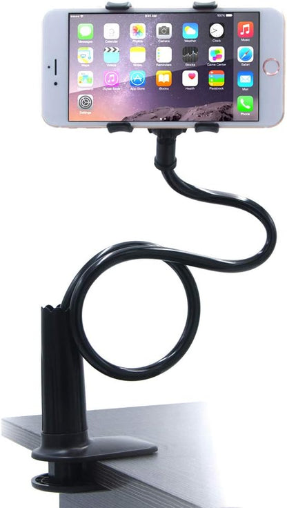 Cell Phone Holder, Universal Lazy Bracket Mobile Phone Stand, Flexible Gooseneck Long Arm Clip (White)